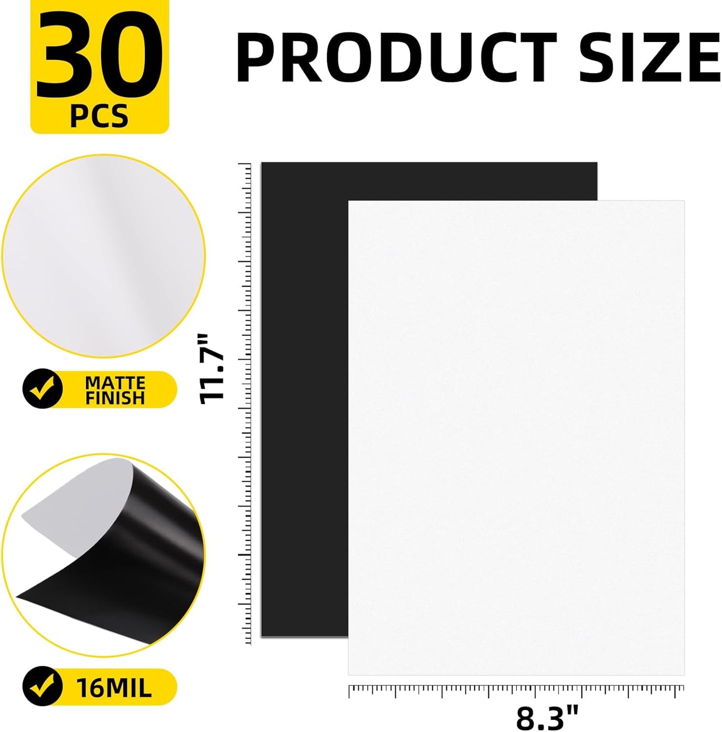 DIYMAG 30Pcs Printable Magnetic Sheets, 8.3x11.7inch Flexible Magnet Sheets Matte Magnet Paper Non Adhesive Make Refrigerator Photo for Inkjet Printer, Photo Magnet Sheet for DIY Crafts