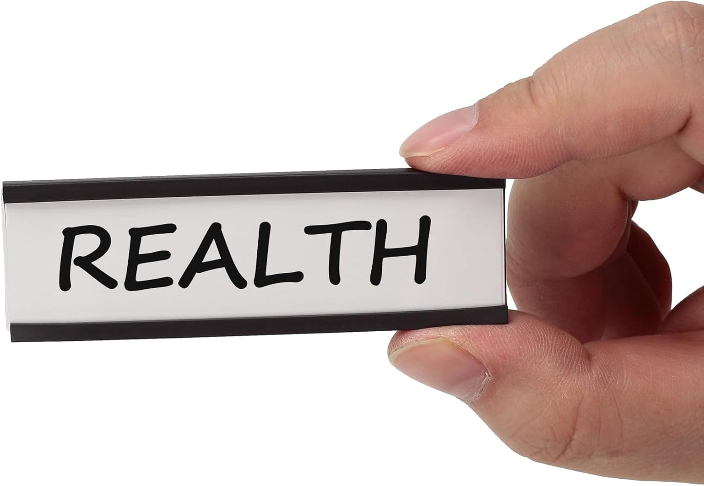 Realth C Channel Magnetic Label Holders 50 Pack 1'' x 2'' with Paper Inserts and Clear Plastic Protectors, Magnetic Data Card Holders File Cabinet Labels for Metal Racks and Shelves