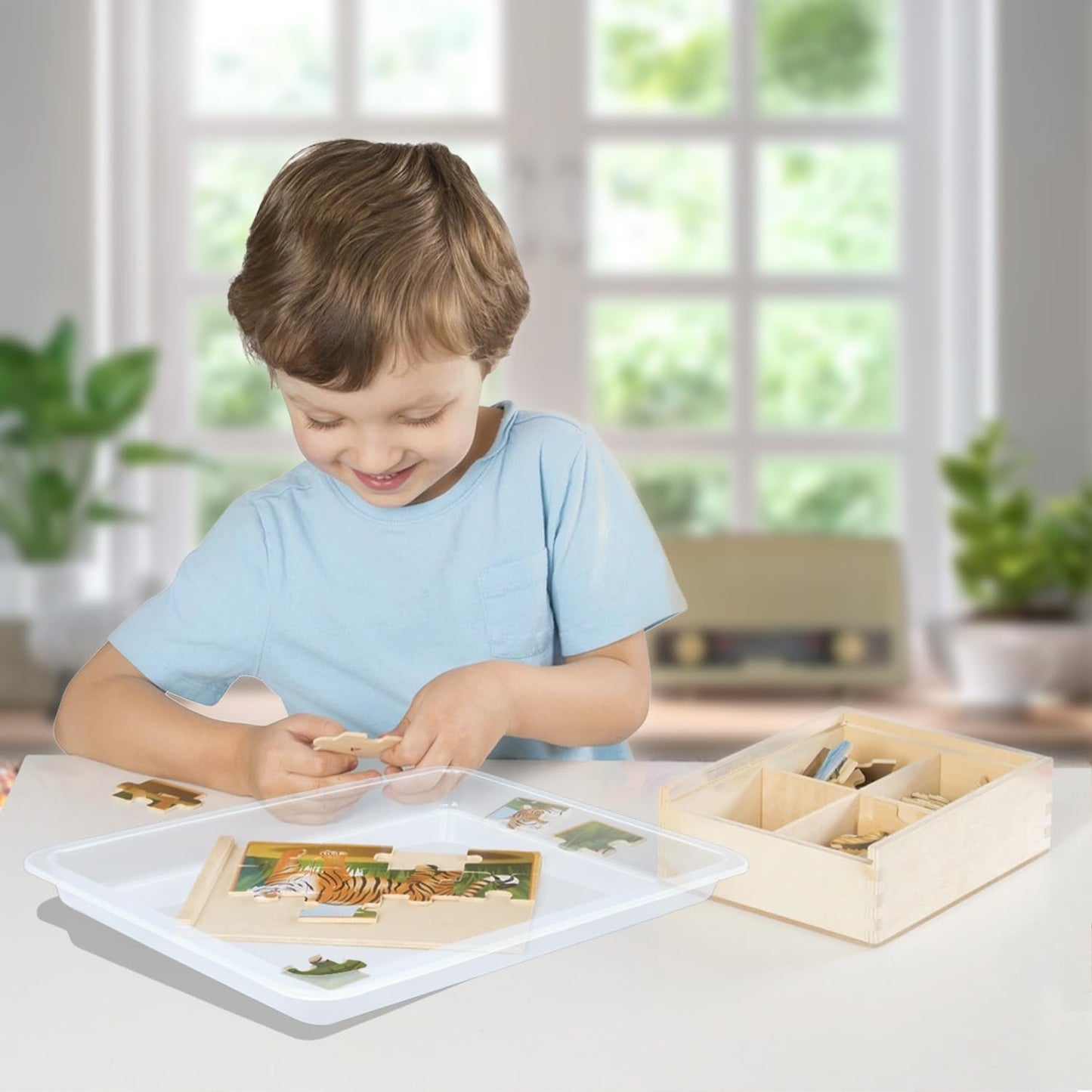 Plastic Art Tray, 12 Pcs Activity Trays Craft Organizer Trays Stackable Activity & Craft Organizer Trays for Kids Classroom Storage, Home & Office Projects,Art Tray,13.4" x 9.8" x 1" (Clear)