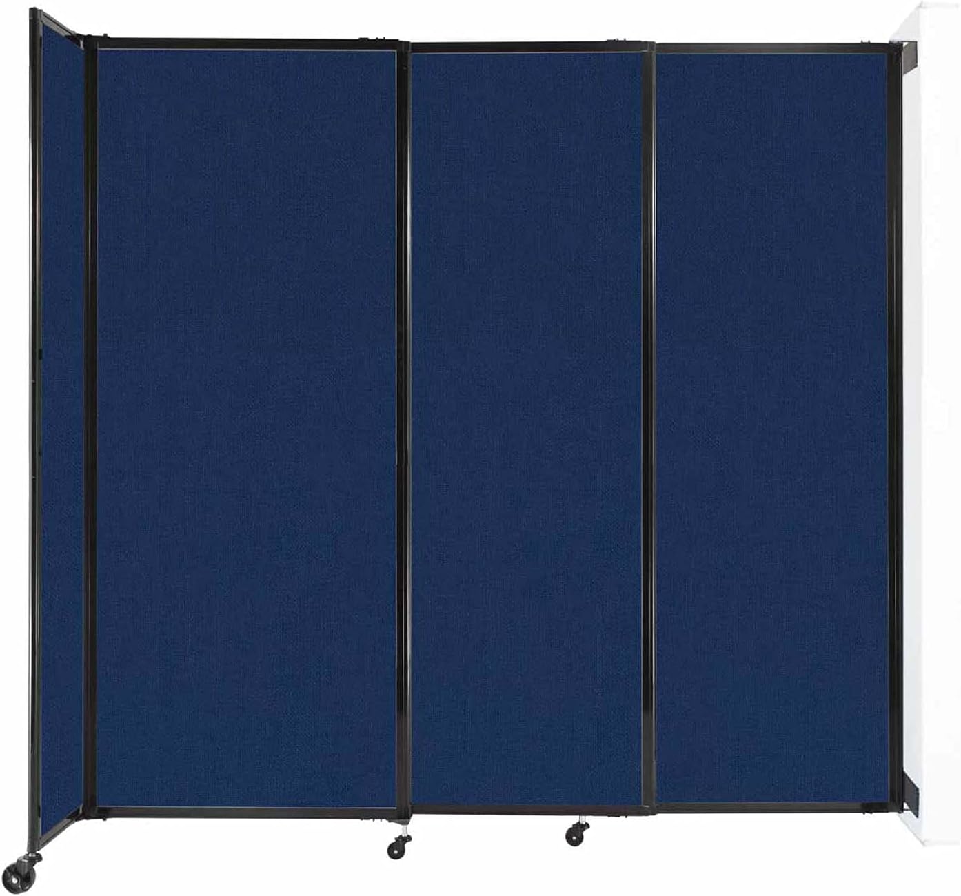 Wall-Mounted Sliding StraightWall Room Divider | Adjustable Widths | Locking Wheels | Room Separator | Up to 7'2" Wide x 6'10" Tall Navy Blue Fabric Panels