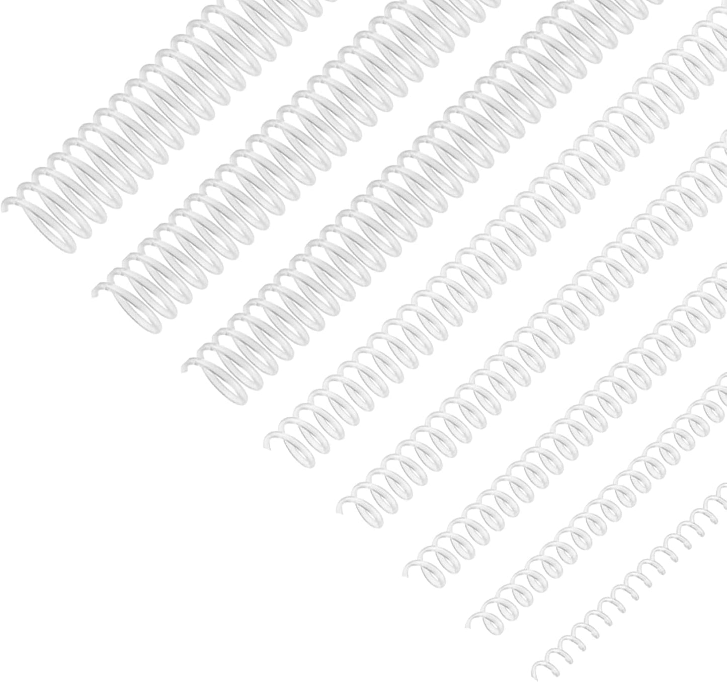 120 Pack Plastic Spiral Binding Coils Binder Binding Spirals Rings 8 Size Spiral Binding Wire Combs Spines Coils, 4:1 Pitch, 1/4 5/16 3/8 1/2 9/16 5/8 3/4 7/8 Inch (Transparent)