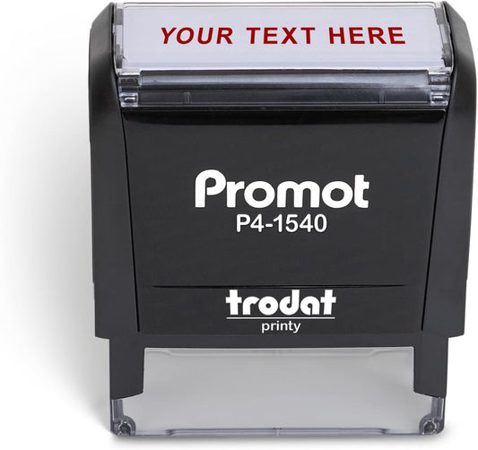 Promot Self Inking 1 Line Custom Stamp - Personalized Name Stamp for Office, Teacher, Address & Business Label Stamp - Choose Font, Ink Color, Pad, for Personal & Professional Use - Small