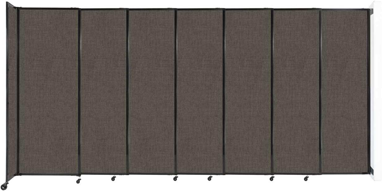 Wall-Mounted Sliding StraightWall Room Divider | Adjustable Widths | Locking Wheels | Room Separator | Up to 15'6" Wide x 7'6" Tall Mocha Fabric Panels