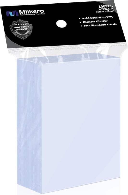 Mlikero 100 Count Card Sleeves, Clear Soft Trading Card Sleeves, Polypropylene (PP), Fit for MTG, TCG, Baseball, Football, Game Cards