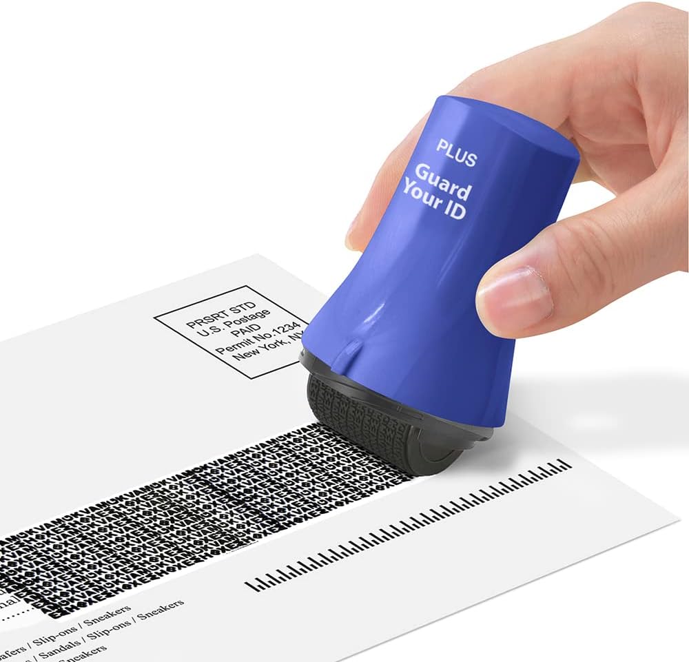 Wide Advanced ID Roller Stamp by Guard Your ID, Privacy Protection and Identity Theft Prevention, As Seen on TV (3-Pack, Blue, Pink, Purple)