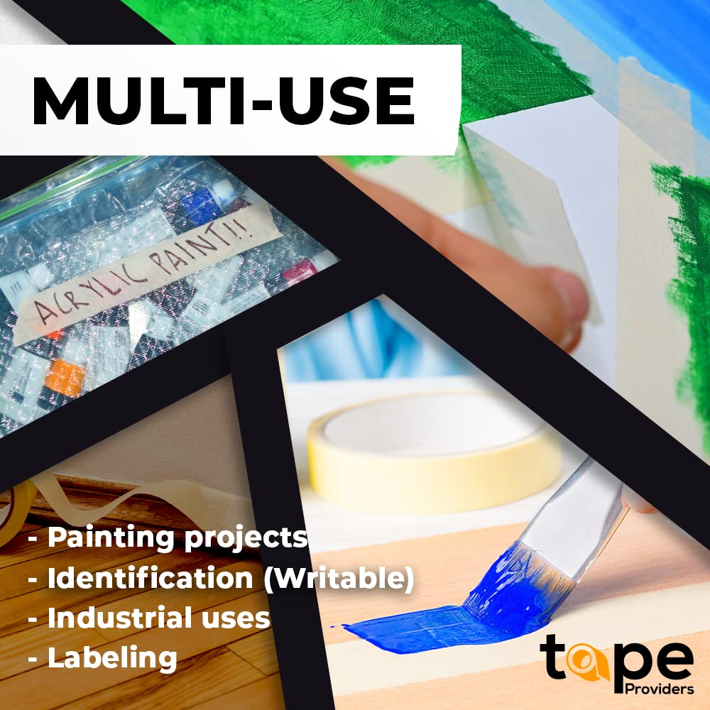 WOD MT5 Utility Grade Masking Tape, 4 inch x 60 yds. for Home or Office air-Dry Painting, Labeling, & Packing. Leaves no Residue