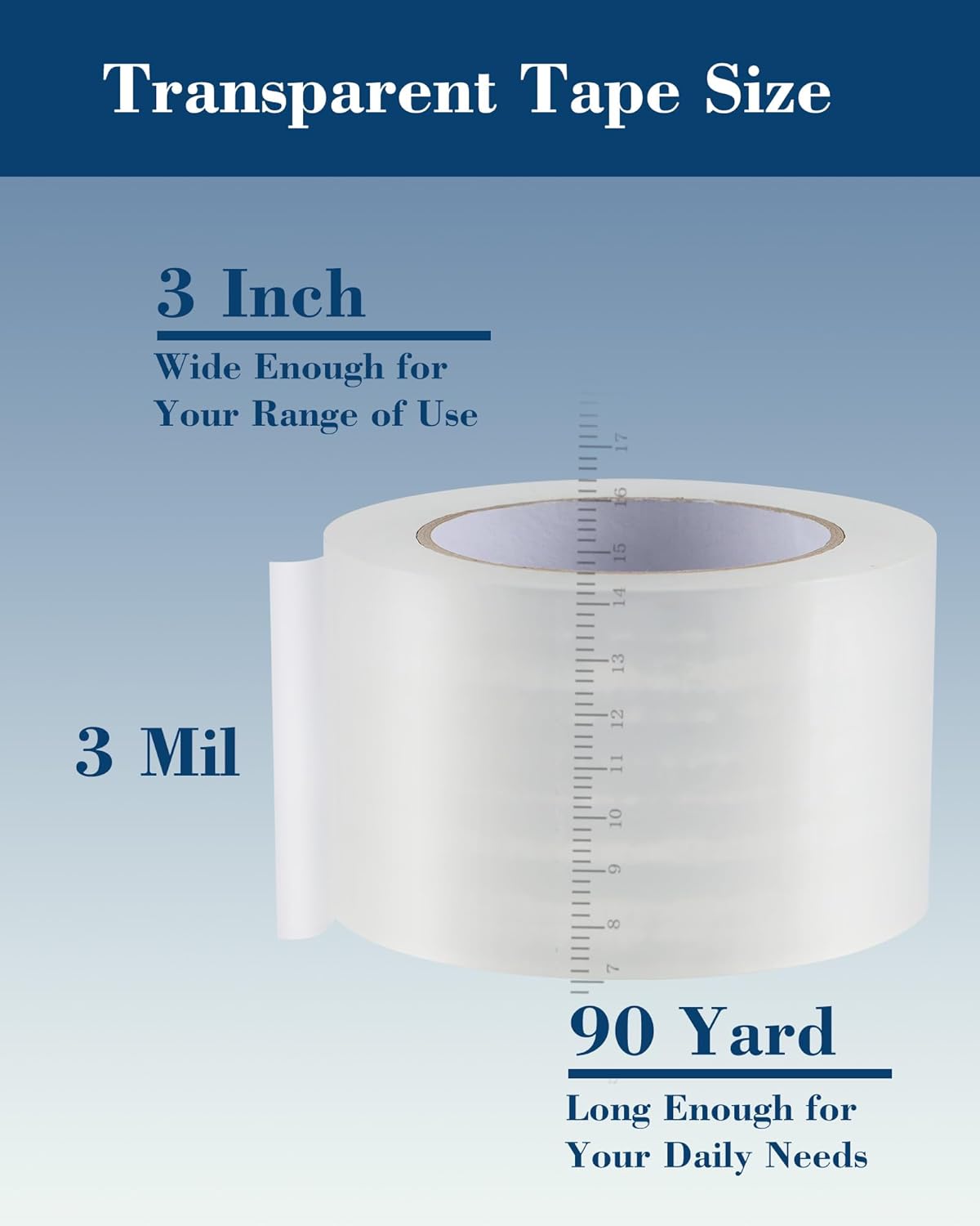 Lichamp Heavy Duty Packing Tape 6 Rolls, Wide Packaging, 3 in. x 90 Yd., 3 Mil Thick, Clear, Commercial Grade Carton Packaging Tape Refills, Shipping, Mailing, Moving Supplies & Storage