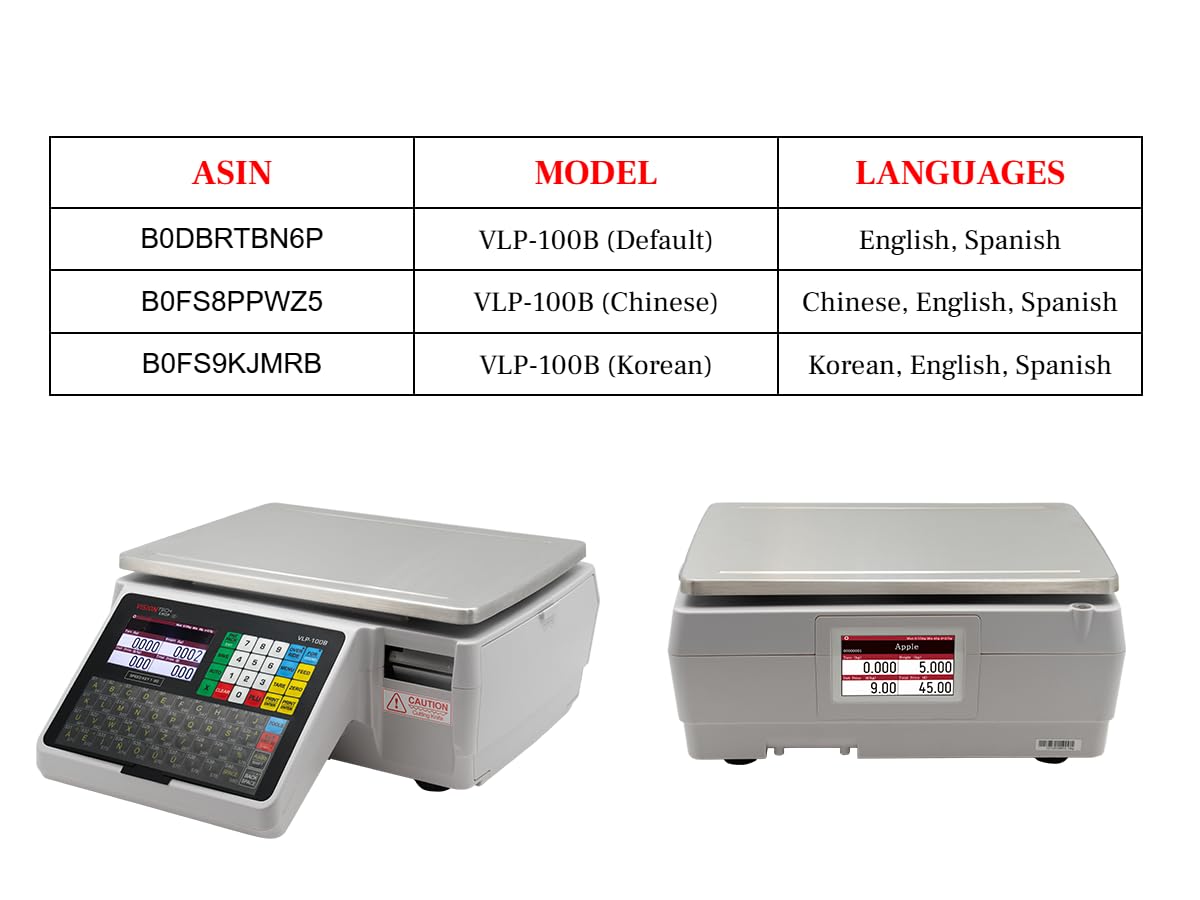 VisionTechShop VLP-100B Label Printing Scale, Capacity 30/60lb Readability 0.01/0.02lb, NTEP Legal for Trade, (Chinese Option)