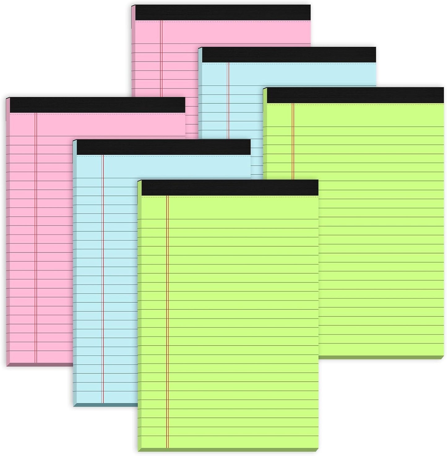 Small Legal Pads 5x8 Colored Note Pads, 6 Pack Small Notepads for Work, Pink Notepad 5x8, Colored Legal Pads 5 x 8 for Home Office Supplies, Lined Notebook Paper 5 x 8 Notes, 30 Sheets/Pad