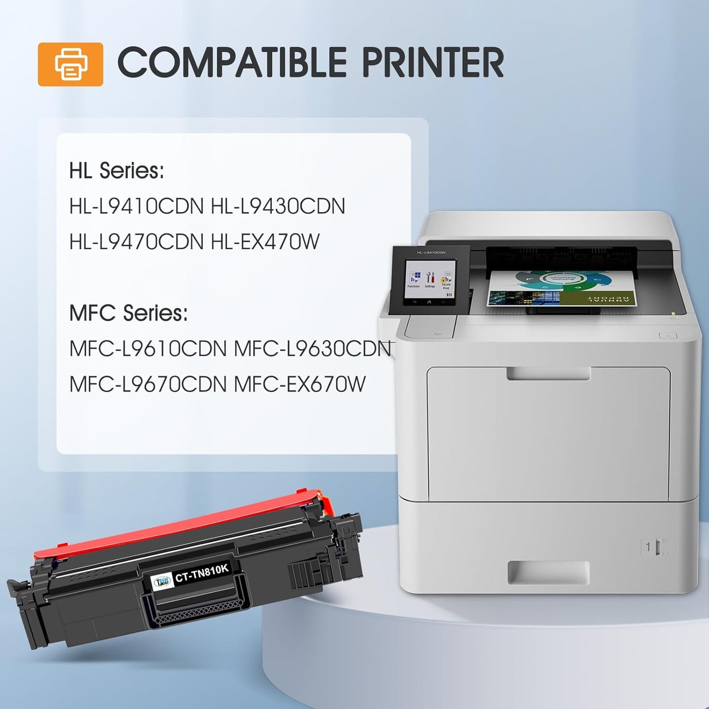 TN810 TN810XL TN-810 Toner Cartridge 4-Pack Compatible for TN810 TN-810 TN-810XL TN 810 Toner Cartridge for MFCL9610CDN HLL9410CDN HLL9430CDN HLL9470CDN MFCL9630CDN MFCL9670CDN Printer (B/C/Y/M)