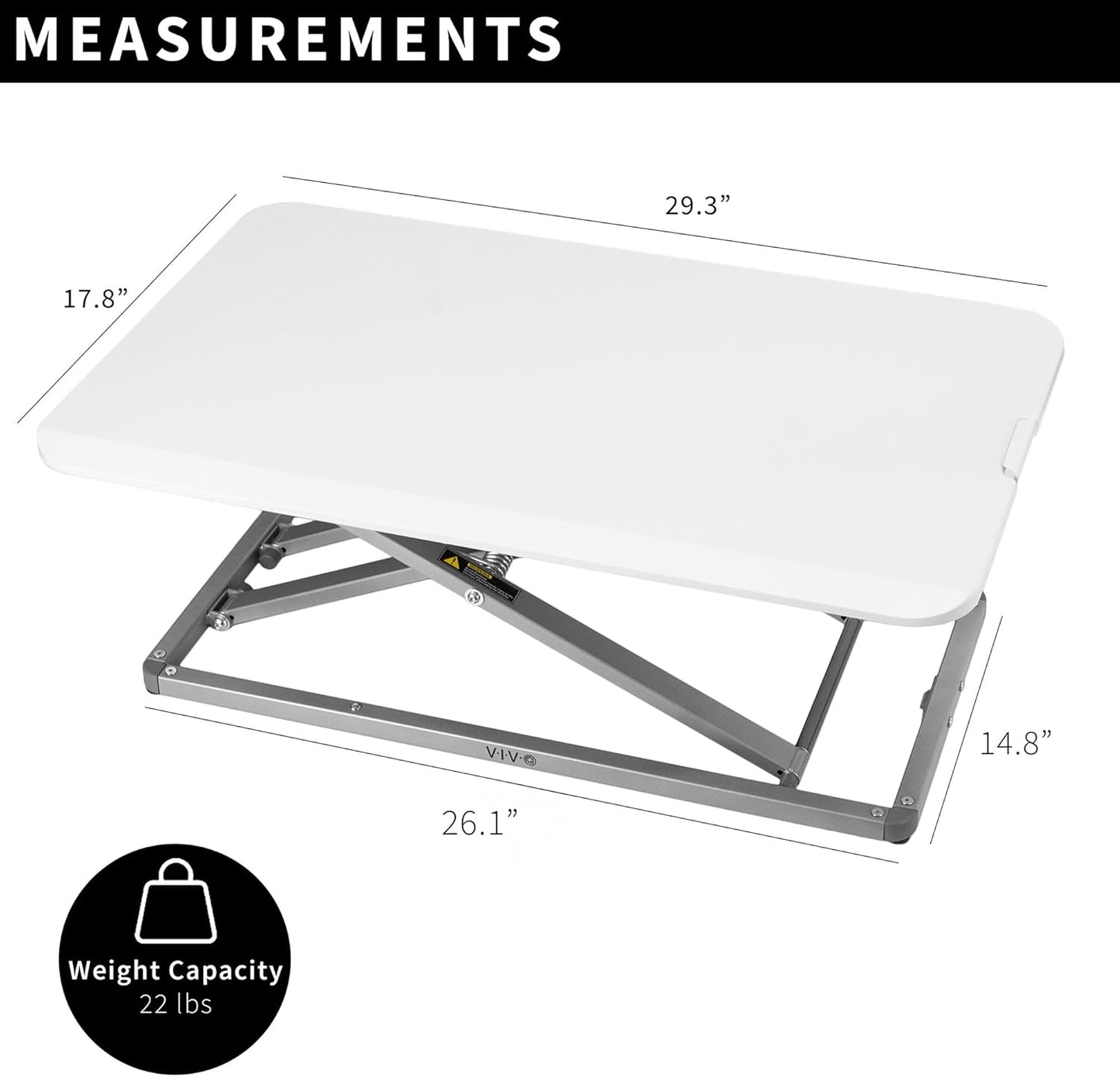 VIVO Economy Single Top Height Adjustable 29 inch Standing Desk Converter, Sit Stand Tabletop Monitor and Laptop Riser Platform Workstation, White, DESK-V000UW