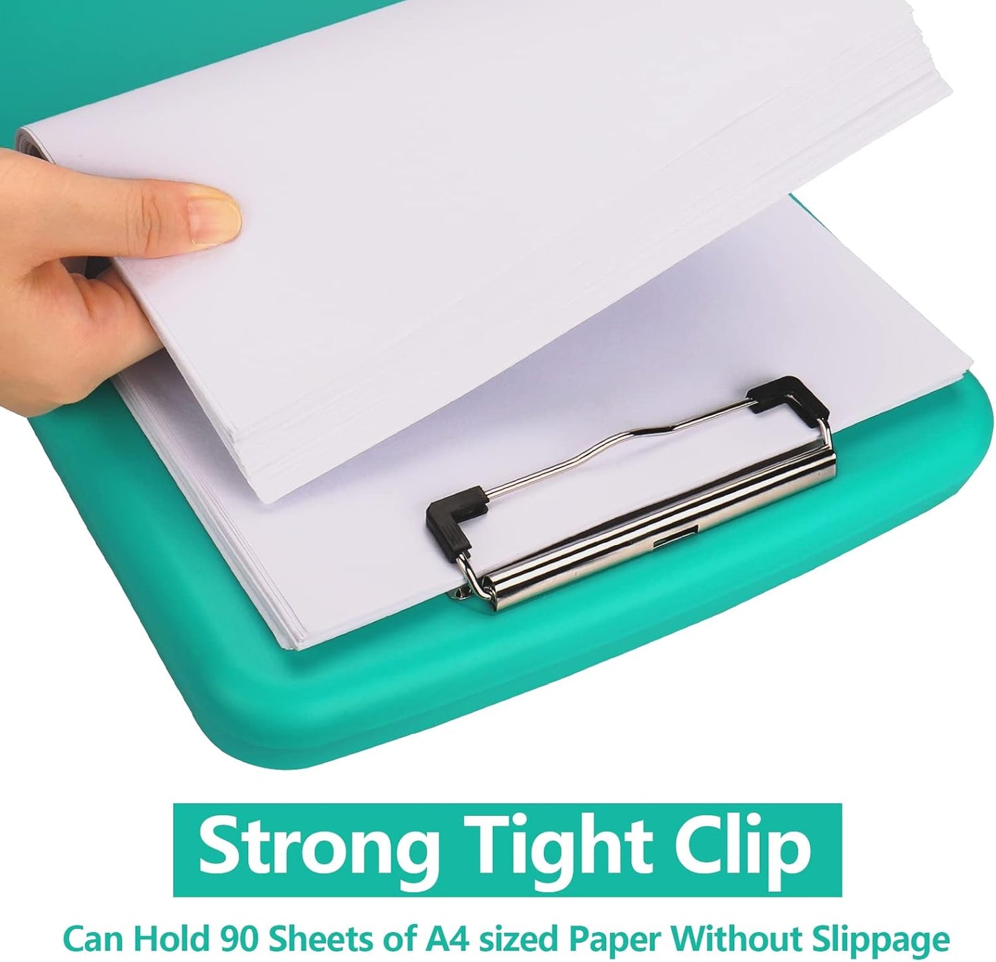Clipboard with Storage, A4 Binder Nursing Clipboards with Pen Holder, Heavy Duty Storage Clipboard with Low Profile Clip, Clipboards Folder Side-Opening, Smooth Writing Clip Board (Mint Green)