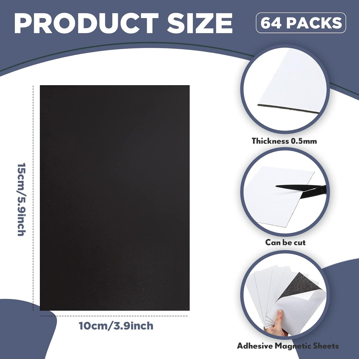 Macarrie 4 x 6 Adhesive Magnetic Sheets with Adhesive Backing Cuttable Magnetic Paper Stickers Flexible Peel and Stick for Picture Crafts Die Storage Photos(64 Pcs)