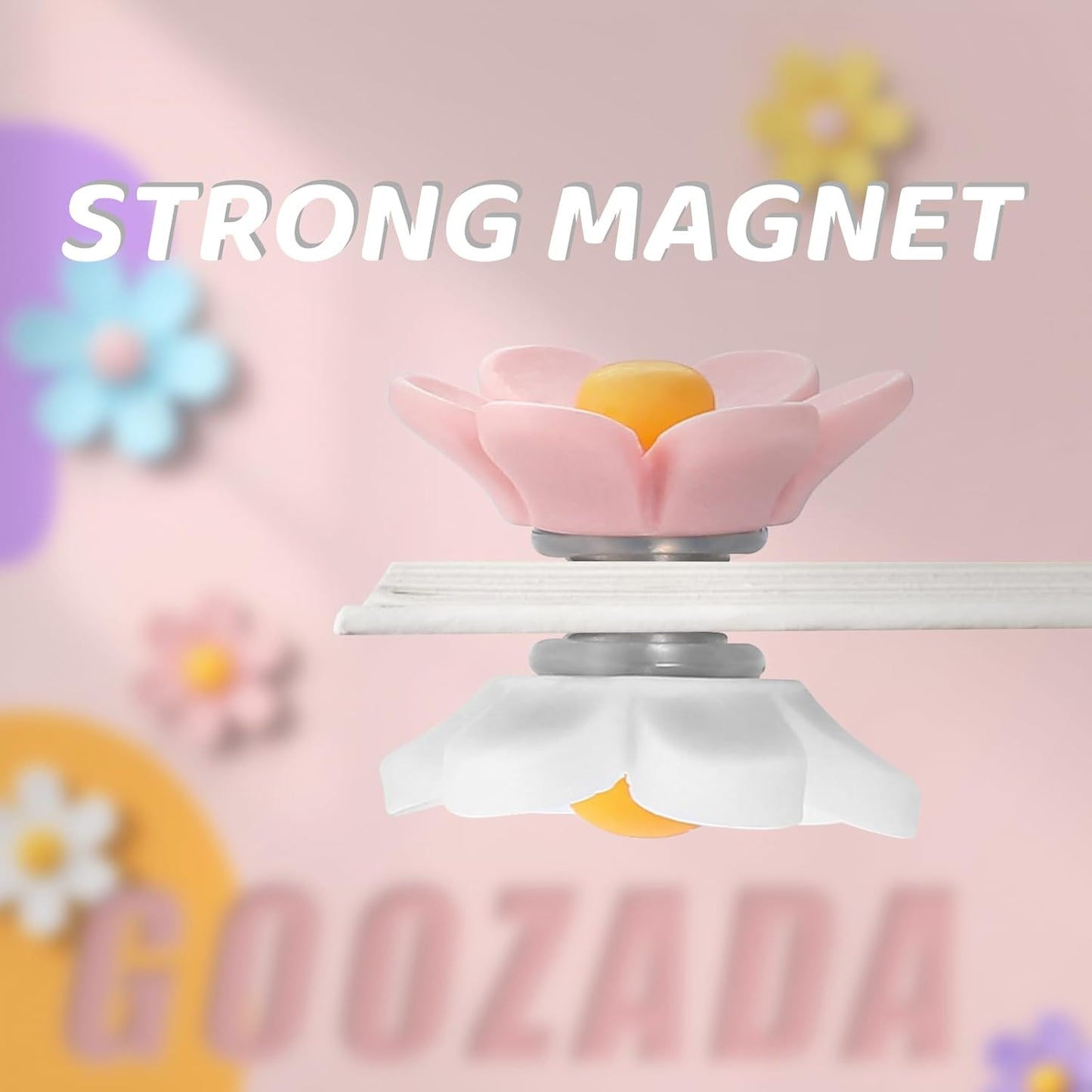 18Pcs Flower Magnets, 9 Colors Cute Magnet, Flower Magnets for Fridge, Resin Decorative Magnet,3D Flowers Magnet for Refrigerator Office Kitchen Locker(9 Small+9 Medium)