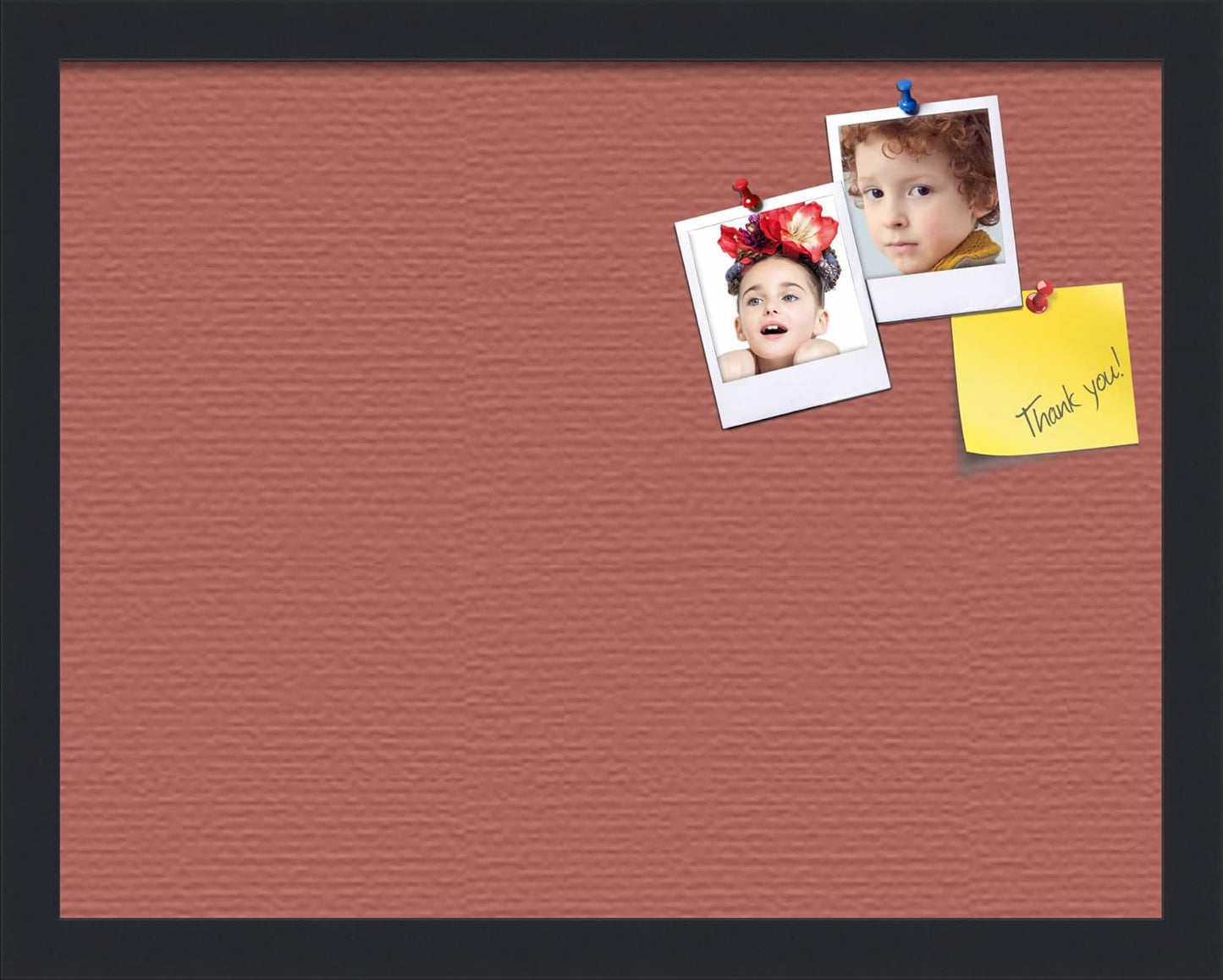 PinPix 18x14 Inch Cork Bulletin Board. This Decorative Framed Pin Board Comes with Crimson Pastel Design and a Satin Black Frame. Ideal for Home Office Decor or Message Board (PinPix-1807)