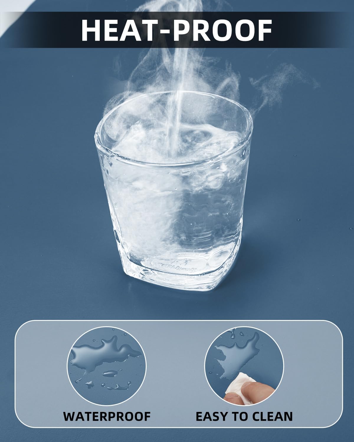 Large Desk mat, Leather Desk Pad Protector,Office Desk Mat,Mouse Pad, Non-Slip Desk Blotter, Laptop Desk Pad, Waterproof Desk Writing Pad for Office&Home (Grey Blue, 55" x 17")