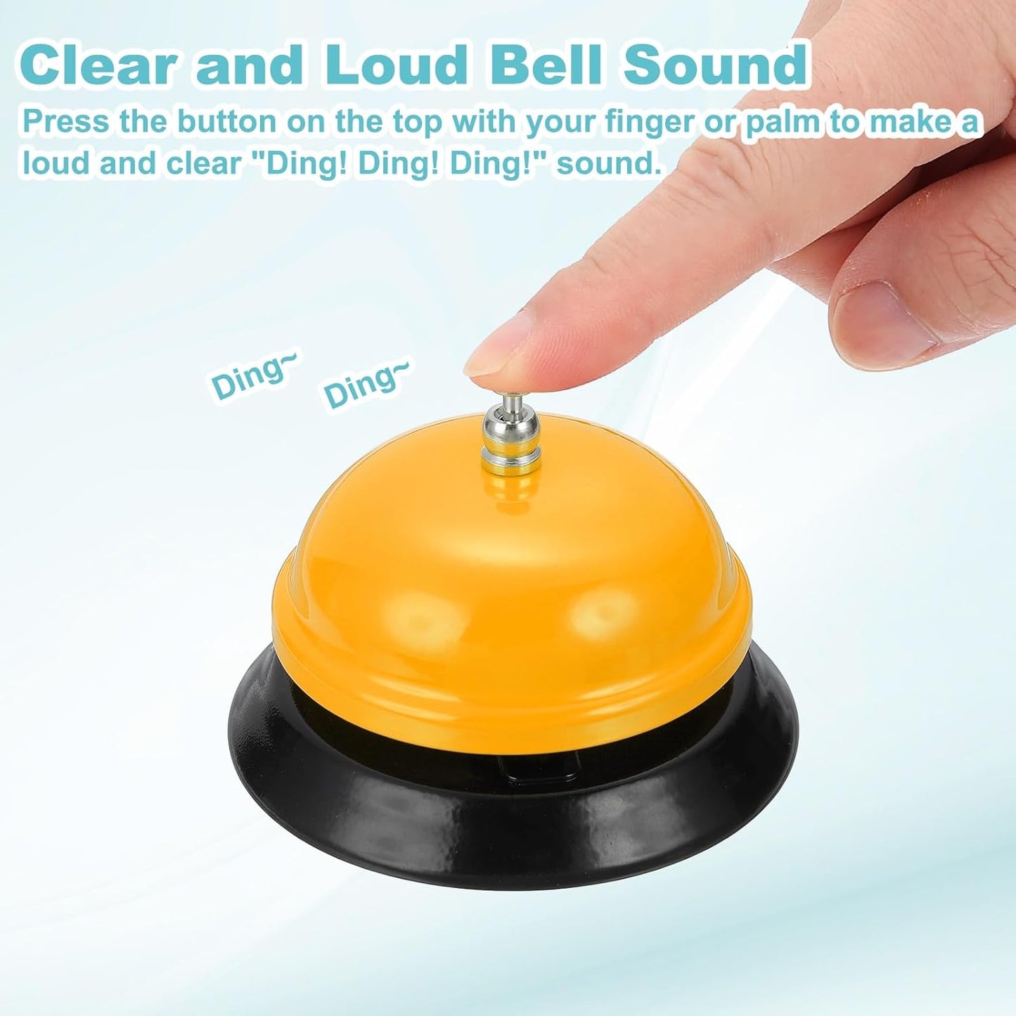uxcell Desk Service Call Bell, 3.35 Inch Metal Dinner Service Bell Ring for Hotel Restaurant Reception Area and Wedding Party Events, Yellow