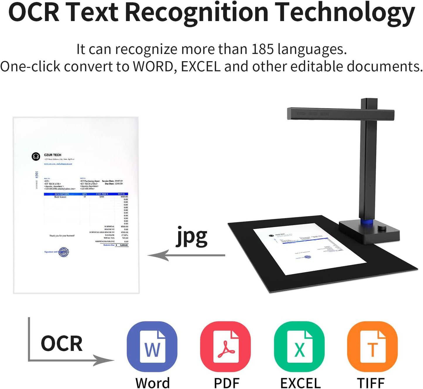 CZUR Shine800 Pro Portable Document Scanner, 8MP Document Camera, OCR Multi-Language Recognition, USB Doc Camera for Live Demo, Web Conferencing, Remote Teaching, for Mac OS&Windows
