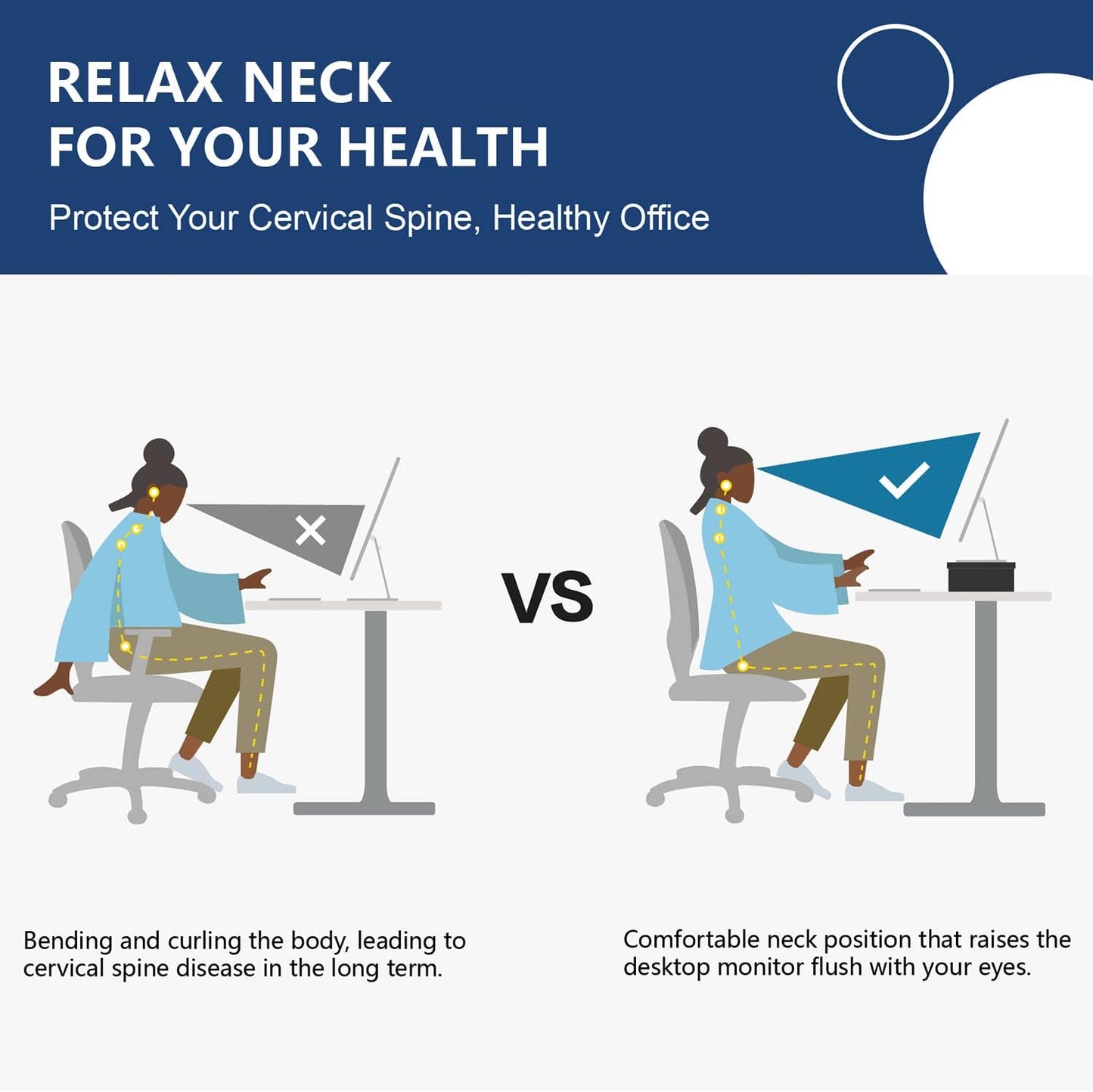 FITUEYES Monitor Stand - 2 Tier Computer Monitor Riser with 21.3 Inch Shelf, Wood Desktop Stand for Laptop Computer Screen, Desk Organization, Office Supplies