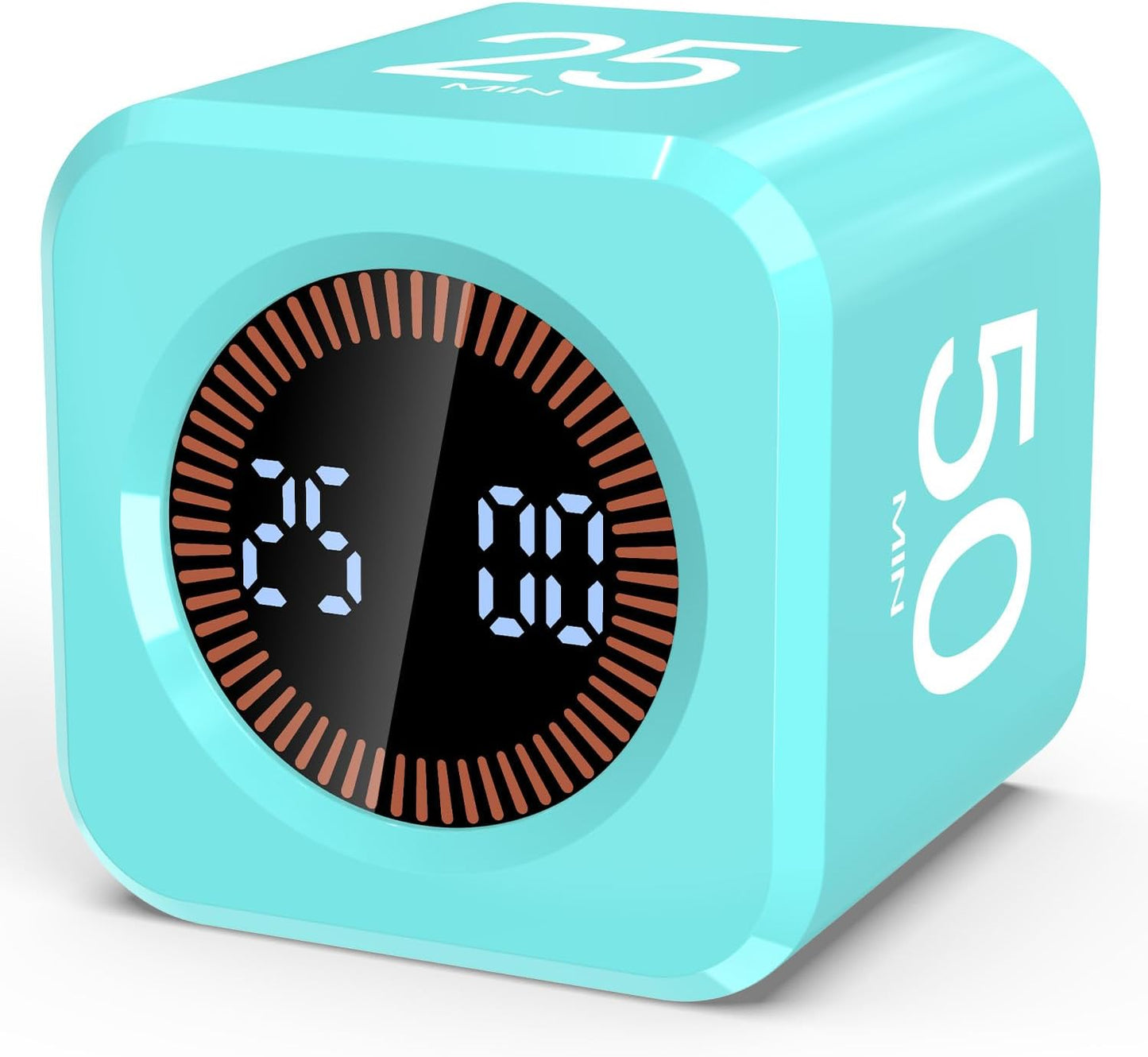 Pomodoro Timer Cube Visual Productivity Flip Timer for Kids Classroom Desk, 5/10/25/50min& Custom Countdown, Silent&Sound Mode Digital Cube for ADHD Study Work School Game Kitchen (Mint Green)