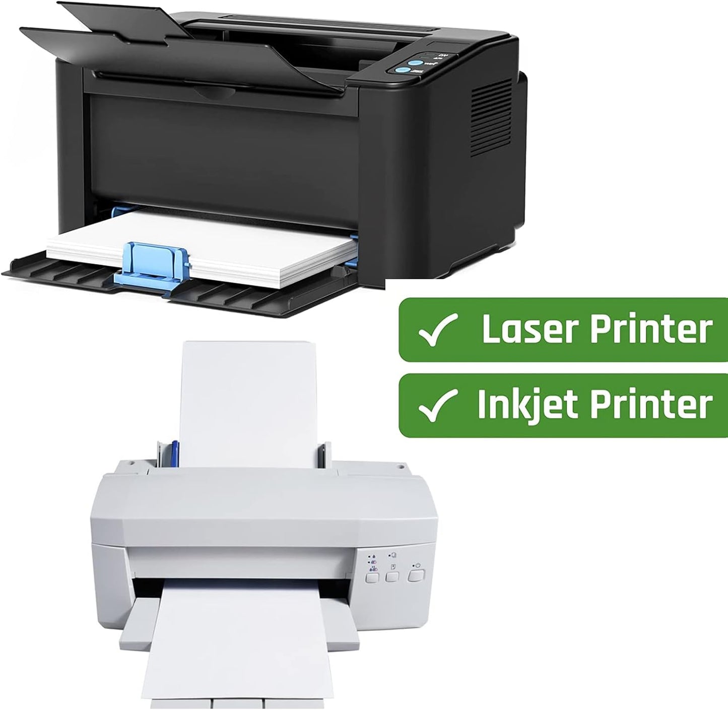 Printable White Sticker Labels, 500 Sheets 8.5" x 11" Full Sheet Label Stickers Paper for Laser & Inkjet Printer - Matte, 500 Labels