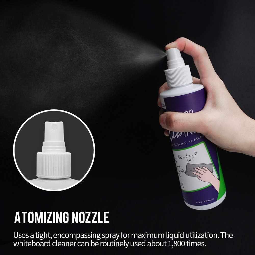 loukin Non-Toxic Whiteboard Cleaner, 8.5 fl oz Dry Erase Board Cleaner, Whiteboard Cleaning Spray with Cloths, Removes Stubborn Marks (3-Pack)