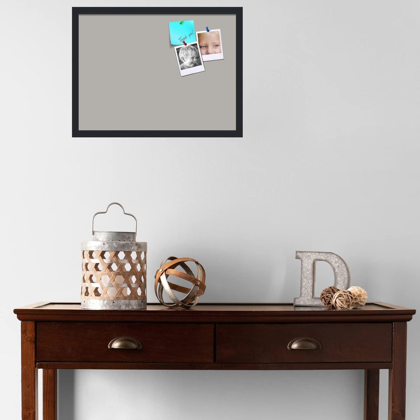 PinPix 23x17 Inch Cork Bulletin Board. This Decorative Framed Pin Board Comes with Dark Stone Design and a Satin Black Frame. Ideal for Home Office Decor or Message Board (PinPix-1808)