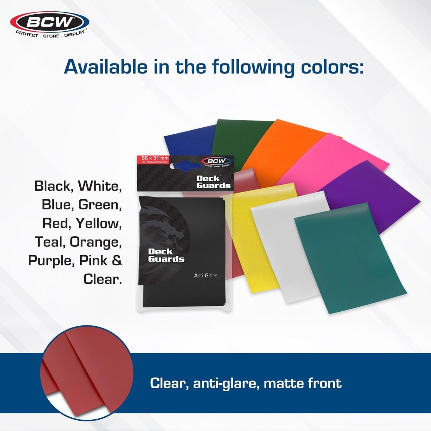 BCW Deck Guard - Double Matte Card Sleeves | 500 Count Box (10 Packs of 50 Sleeves) |Acid-Free, No PVC | Fits 2.5" x 3.5" Game Cards | Archival Safe Sleeves for Card Protection (Green)