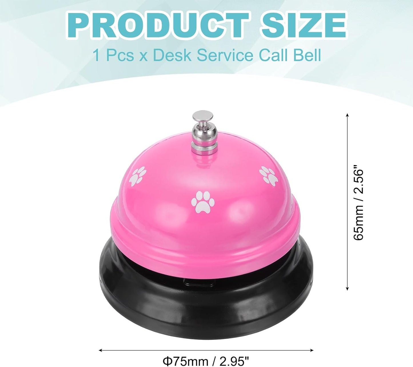 uxcell Desk Service Call Bell, 2.95 Inch Metal Dinner Service Bell Ring for Hotel Restaurant Reception Area and Wedding Party Events, Pink