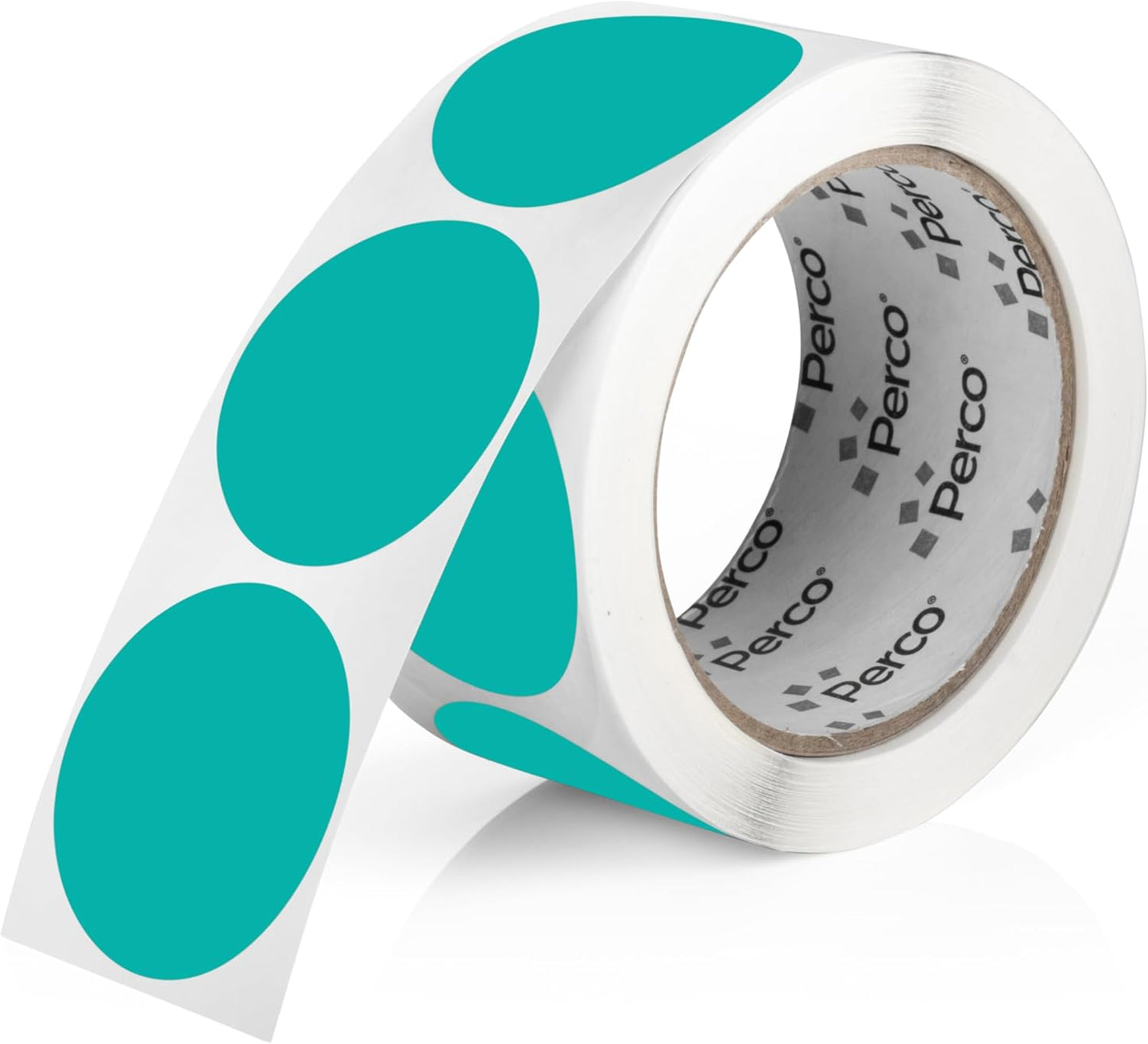 Perco Teal 2-Inch Round Circle Dot Sticker Labels with Easy Peel Perforation - 500 Labels per Roll - Strong Adhesion, Vibrant Colors for Organizing, Crafting & More - Made in USA