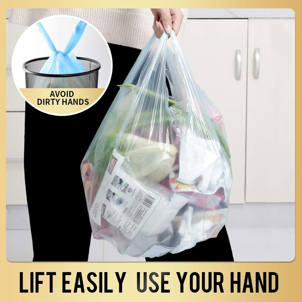 Handle Trash Bags 4 Gallon 100 Counts Small Garbage Bags for Office,Kitchen,Bedroom Waste Bin, Rubbish,Trash Can Liner