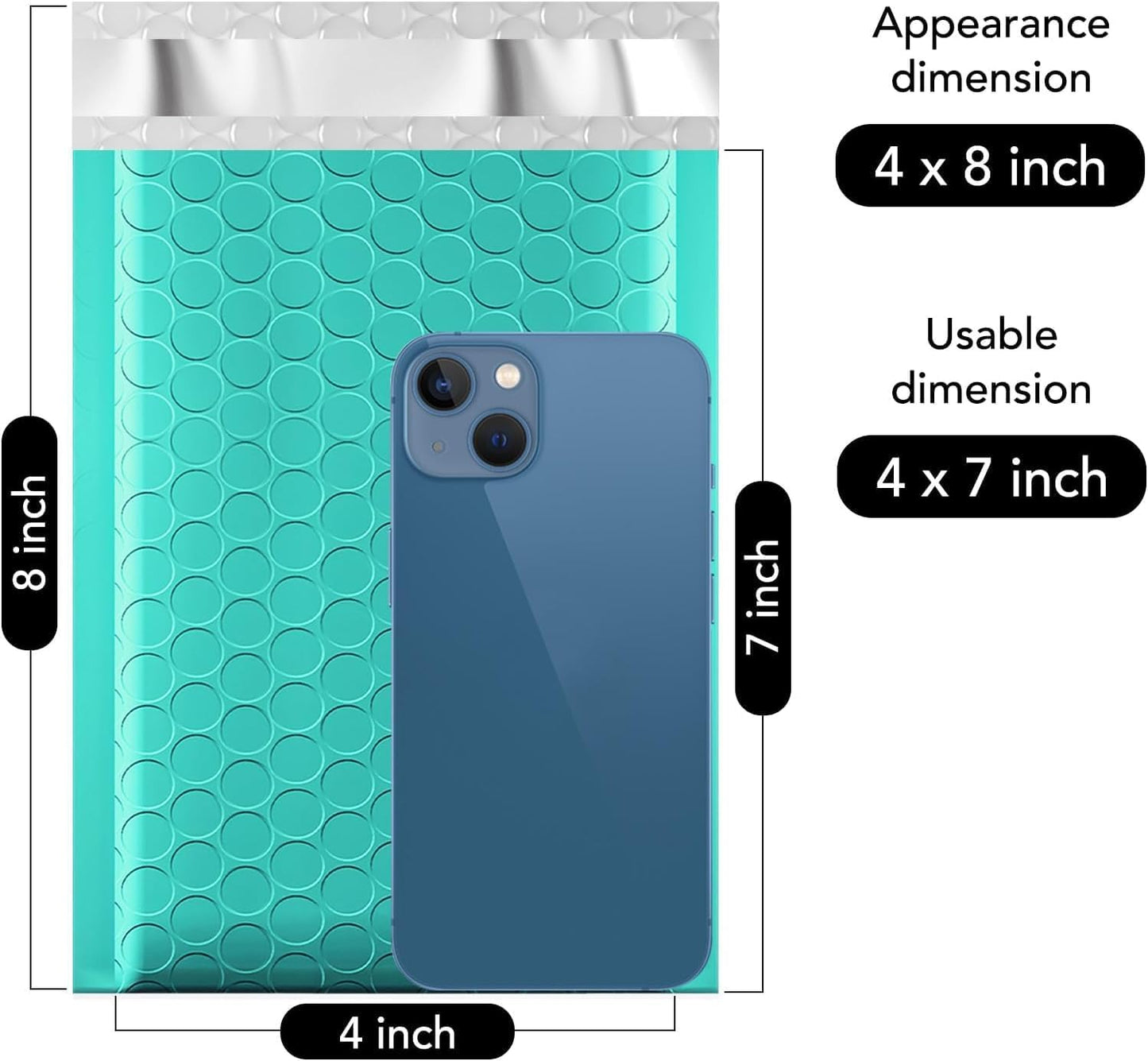 Fuxury Bubble Mailers 4x8" Teal Padded Envelopes 19200Pack Strong Adhesion Thick Padded Mailers for Small Business Mailing Small Items,Jewelry,Makeup