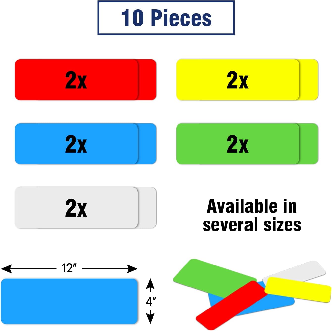 Dry Erase Magnetic Labels Large 12"x 4", Big Magnetic Labels for Whiteboards School Classroom Office Home,Pack of 10