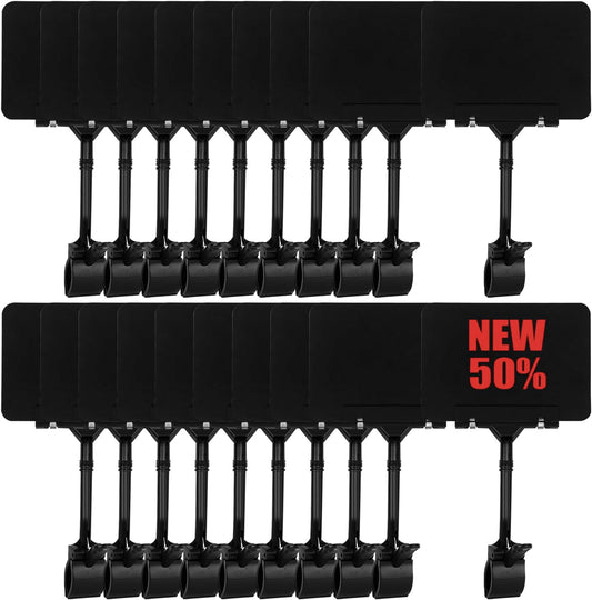 Coobbar Clip-On Sign Holder,20 Pack Merchandise Sign Clips Sign Holder Clips Pop Label Clips Retail Merchandise Rack Sign Double Display Clip Sign Holding Clamp,Price Tag Display (Black)
