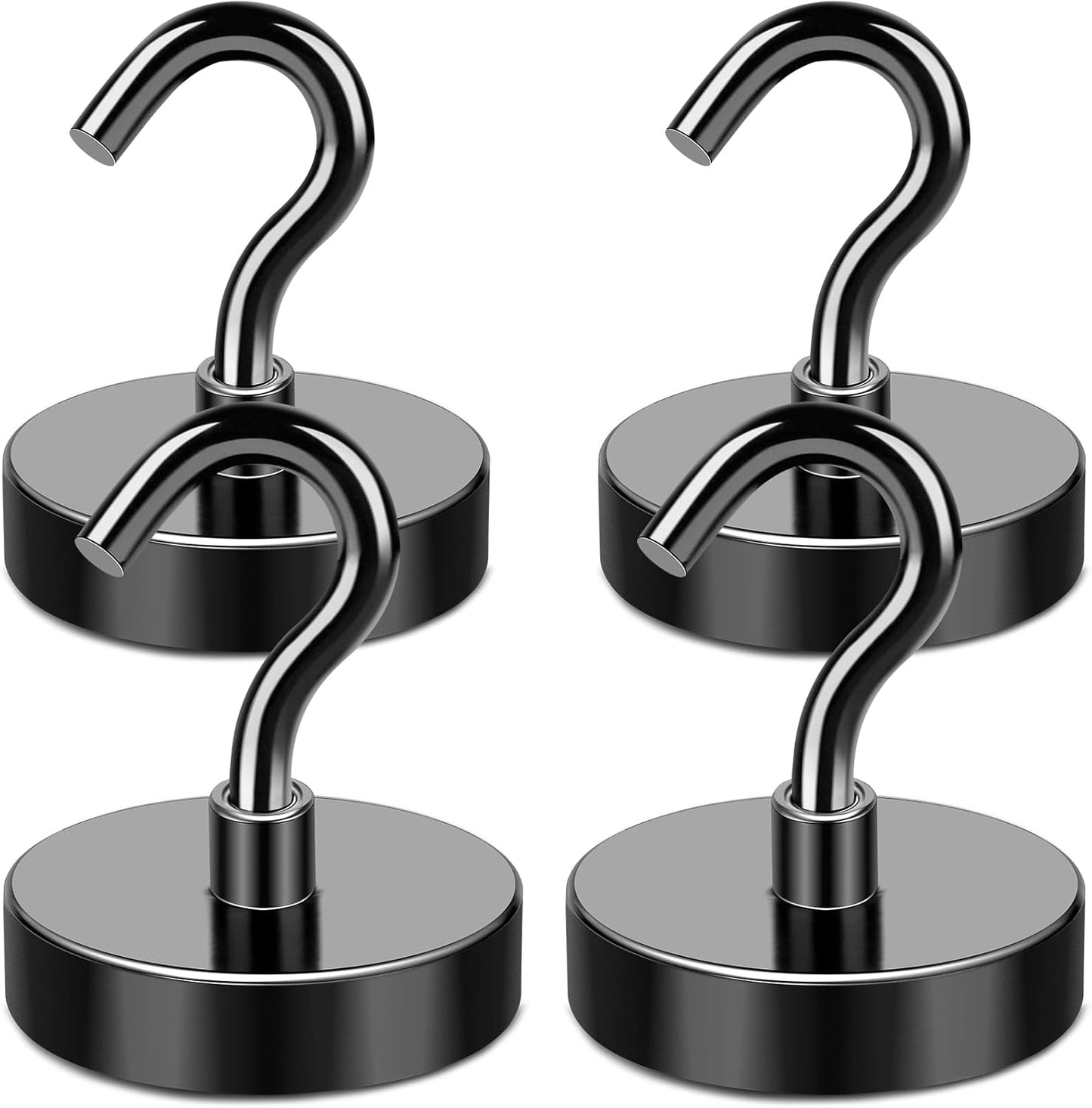 MIKEDE Magnetic Hooks Heavy Duty, 110LB+ Strong Magnet Hooks for Cruise Essentials, Neodymium Earth Magnet Hook for Hanging, Magnetic Metal Hanger for Cruise Cabins, Fridge, Toolbox, Storage - 4 Pack