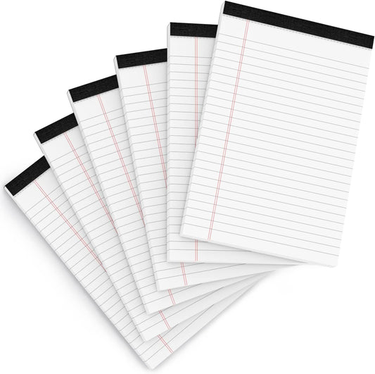 Legal Pads 5x8 Inch Writing Pads for Office Note Pads 5x8 for Work 80 GSM Paper College Ruled Legal Pad To Do List Notepad 30 Sheets 6 Pack Notebook Writing Pad Notepads for Grocery List Shopping List
