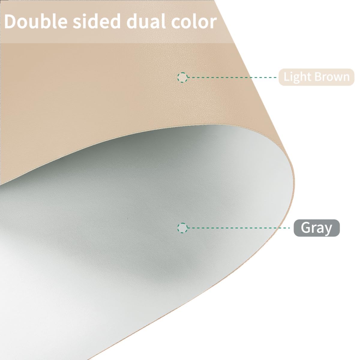 Leather Desk Mat - 18x36 Inch Waterproof Easy to Clean Can Conceal Flaws Protector The Table Top from Scratches Used for Coffee Table Office Table Dresser(Light Brown+Gray 18x36)