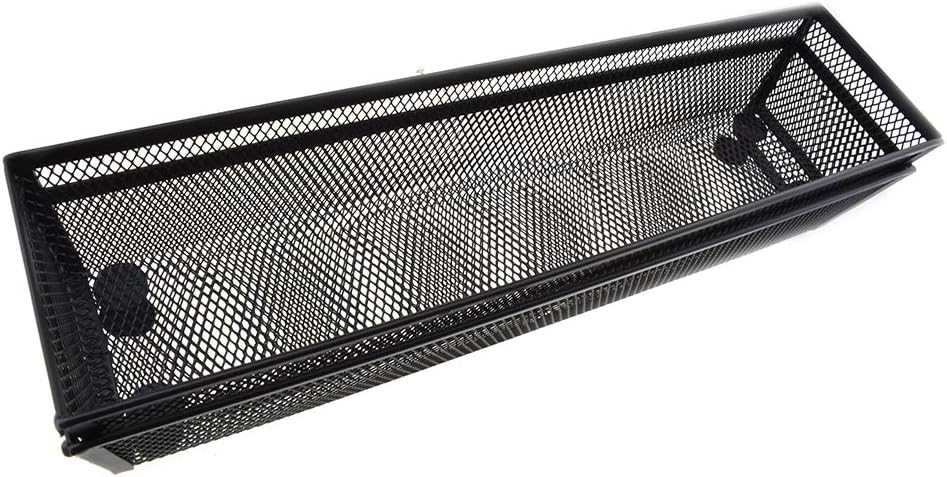 HAHIYO Stackable Mesh Tray Cup 12 x 3 x 2 inches Sturdy Container for Desk Drawer Organizer Collection for Home Office School kitchen Soft Foam Feet No Sharp Edges 2 Pack Black