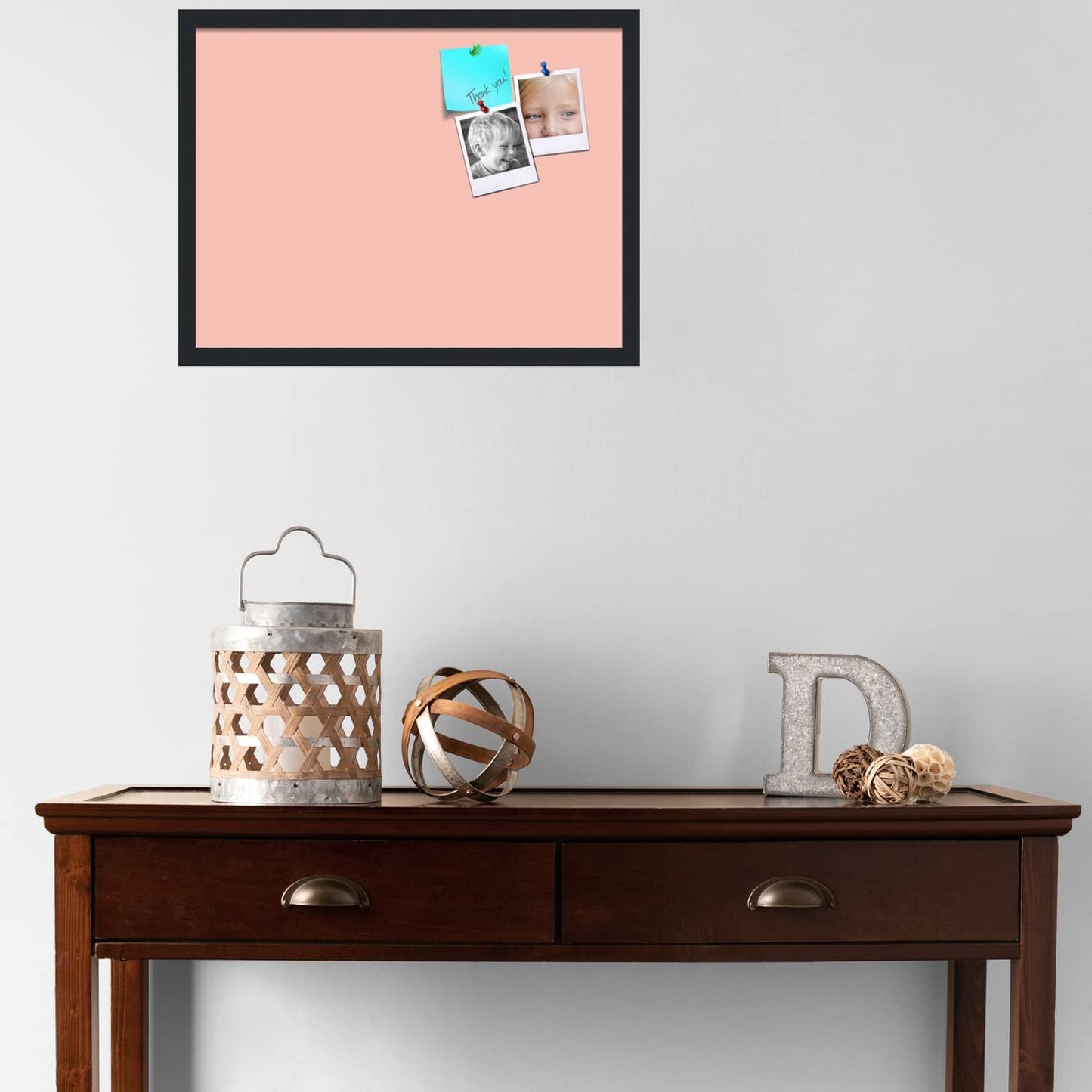 PinPix 24x18 Inch Cork Bulletin Board. This Decorative Framed Pin Board Comes with Pink Pastel Design and a Satin Black Frame. Ideal for Home Office Decor or Message Board (PinPix-1813)