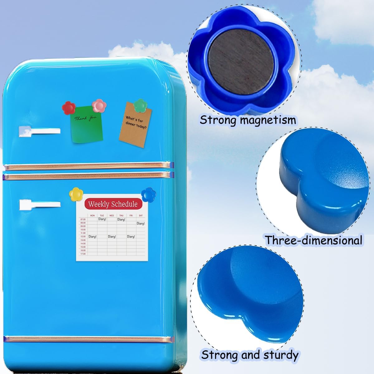 Qualsen Fridge Magnets, Flower Shape Cute Magnets for Fridge Magnet, Refrigerator, Small Magnet for Whiteboard for Kids,Locker, White Board, Kitchen, Office, Classroom (5 Colors)