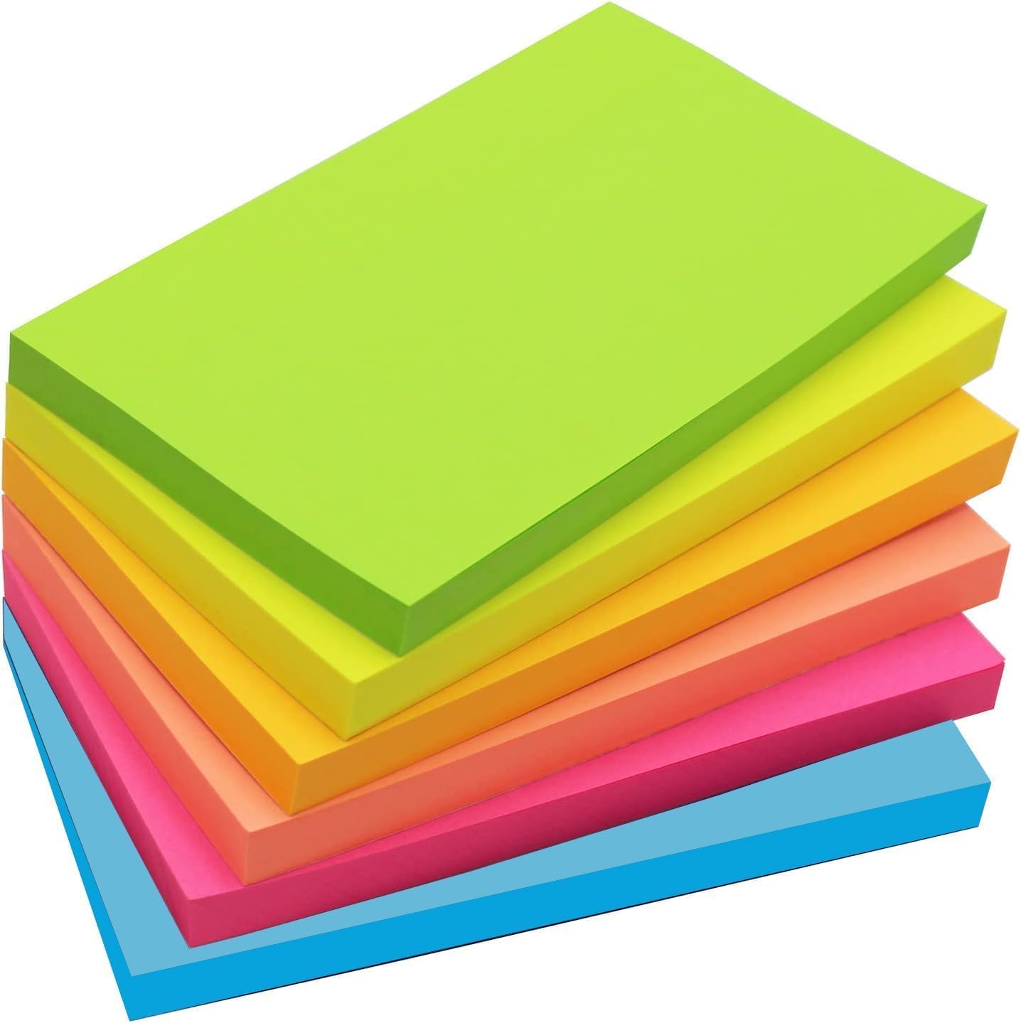 480 Sheets 3 in x 5 in Large Sticky Notes, 76 x 127 mm 6 Pads Assorted Self-Stick Pads for Notebook,Office,School and Home,80 Sheets/Pad (6 Pads Brillant)