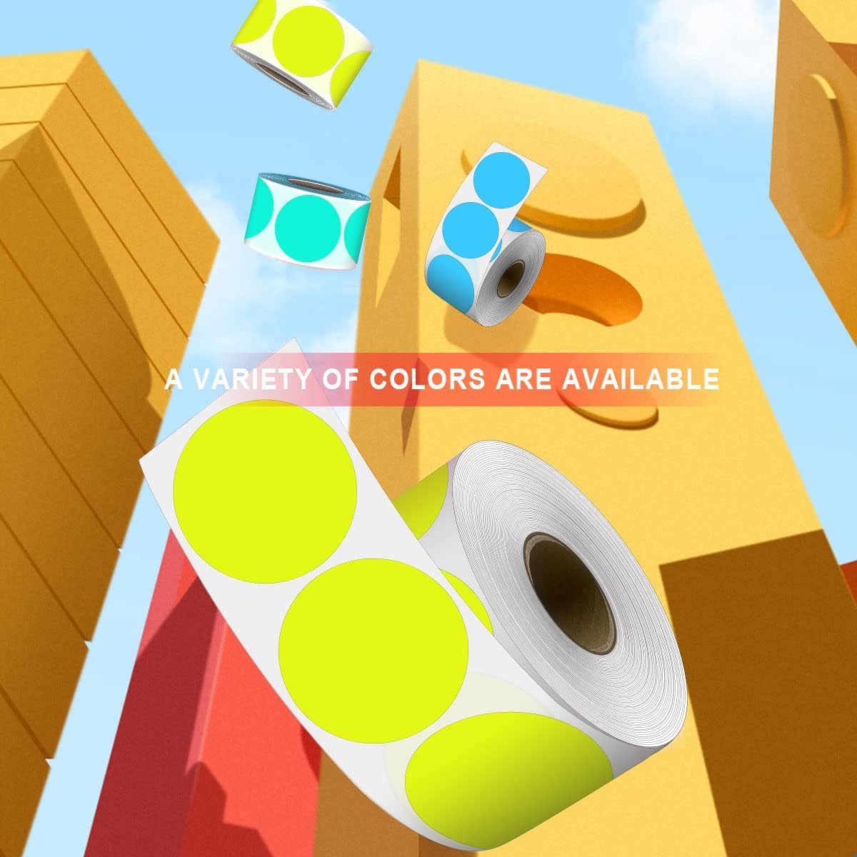 PARLAIM 3" Color Coding Label, 500 PCS Fluorescent Yellow Colored Circle Dot Stickers for Target Paster, Permanent Adhesive Sticker Easy to Write