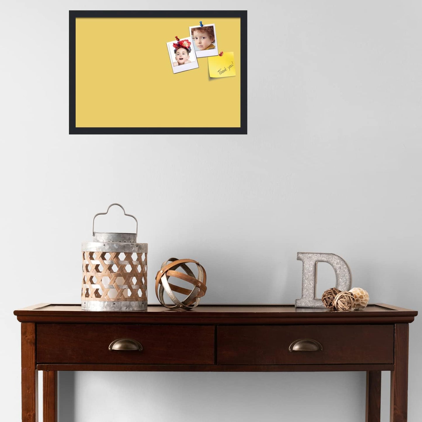PinPix 24x16 Inch Cork Bulletin Board. This Decorative Framed Pin Board Comes with Honey Pastel Design and a Satin Black Frame. Ideal for Home Office Decor or Message Board (PinPix-1810)