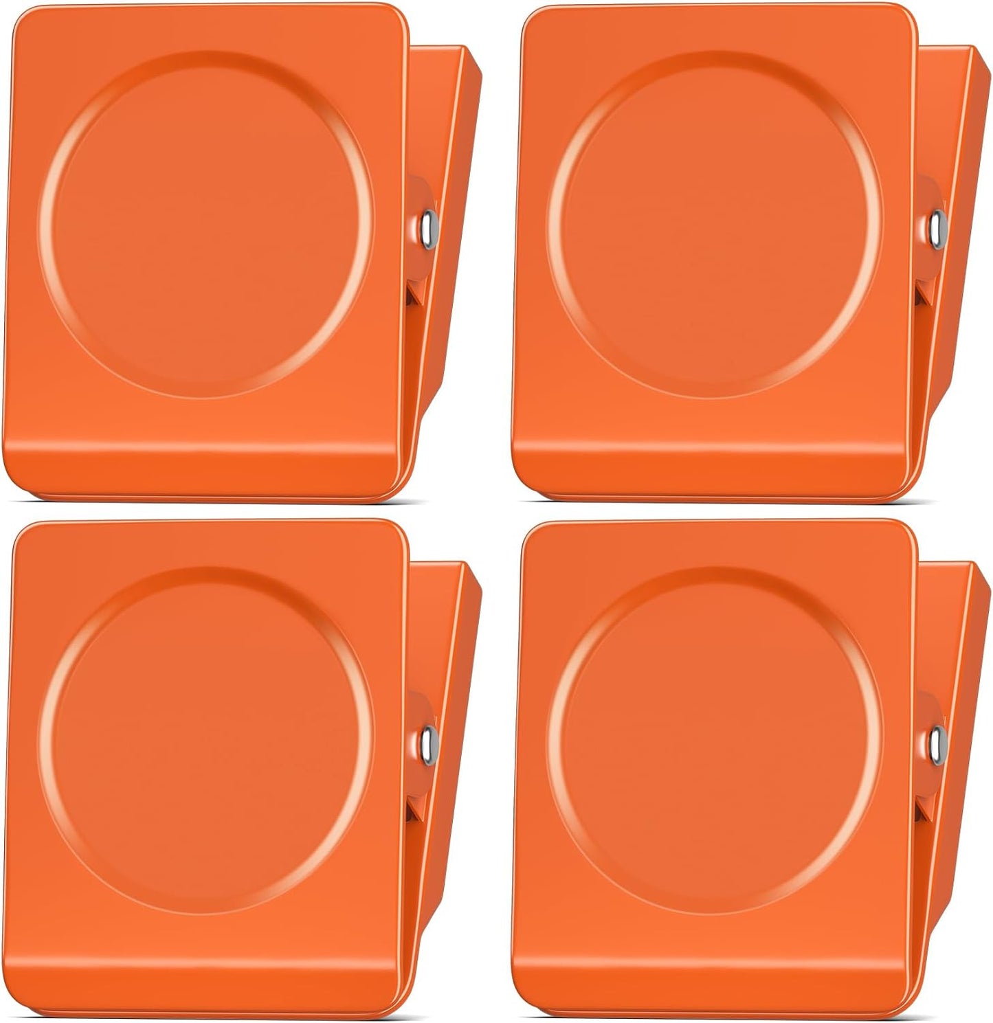 FINDMAG Extra Strong Magnetic Clips, 2.2inch Magnetic Binder Clips Heavy Duty, Large Clips with Magnet for Refrigerator, Office, Hanging Photos, Classroom (4Pack, Orange)