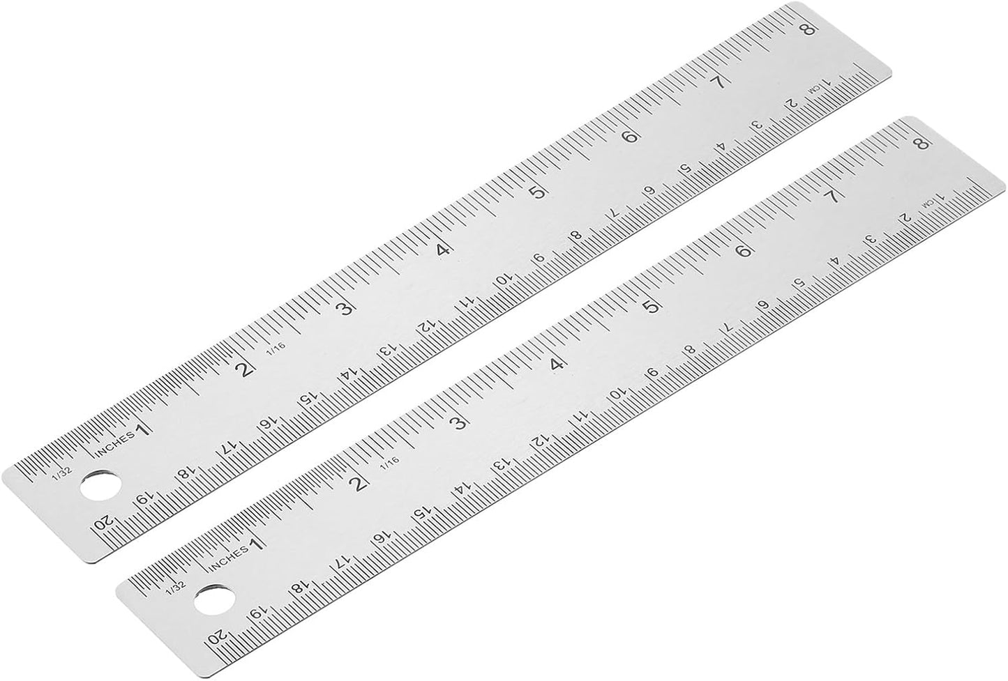 PATIKIL 12 Inch Stainless Steel Ruler Straight Edge Ruler, 2 Pcs Cork Backing Non-Slip Metal Ruler with Inches Centimeter Metric Measuring Tools for Office