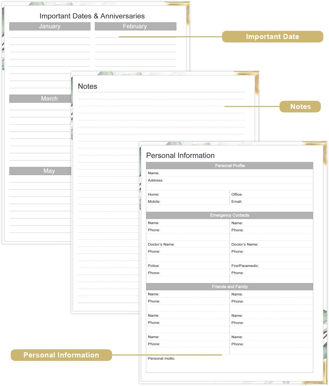 Undated Daily Monthly Planner for 2025 2026 - A4 To Do List with Hourly Schedule, Hardcover Spiral Bound Daily Planner to Increase Focus, Stylish School/Office Supplies, 8.5" x 11", Green Leaf
