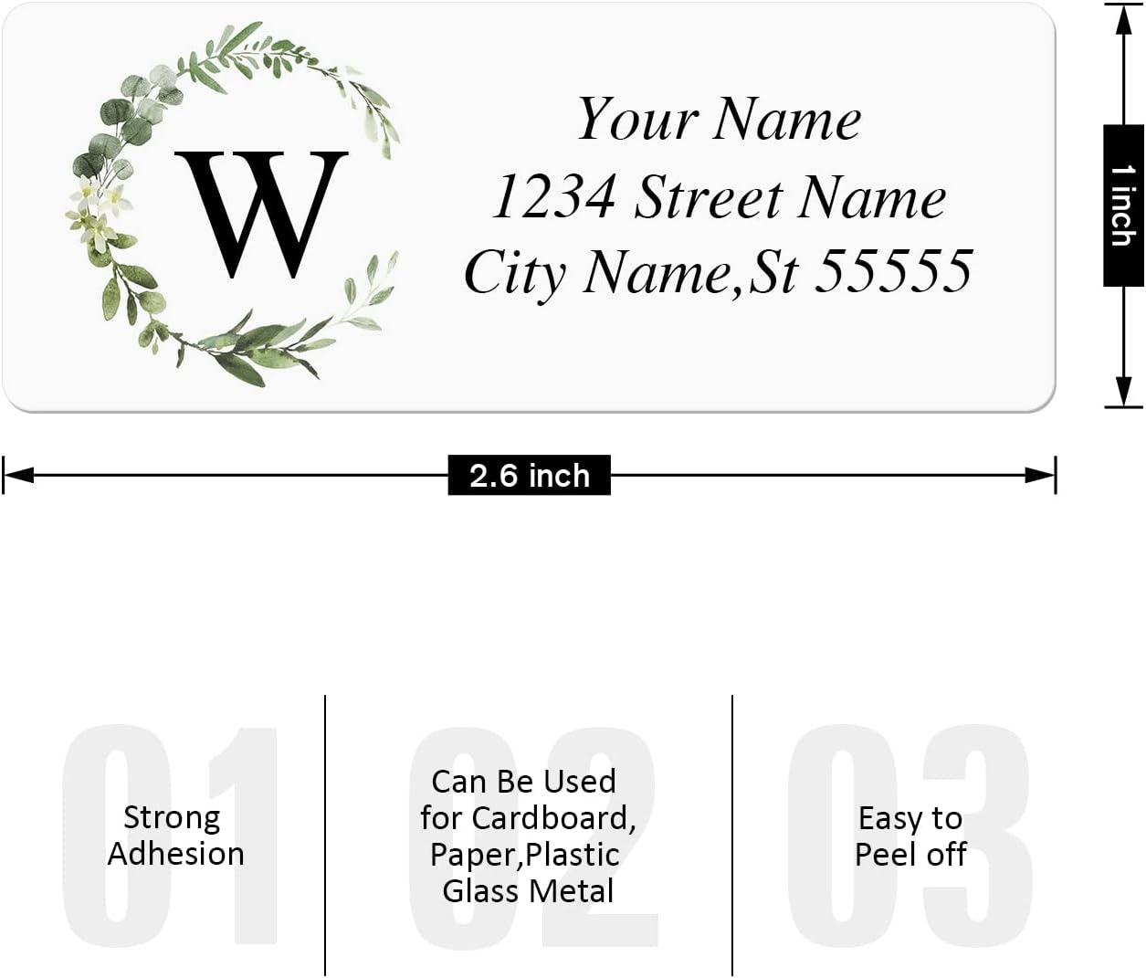 Custom Address Labels - Personalized Return Labels With Strong Adhesion for Cardboard, Paper, Plastic, Glass, Metal (2.6x1 Inch, Set of 280)