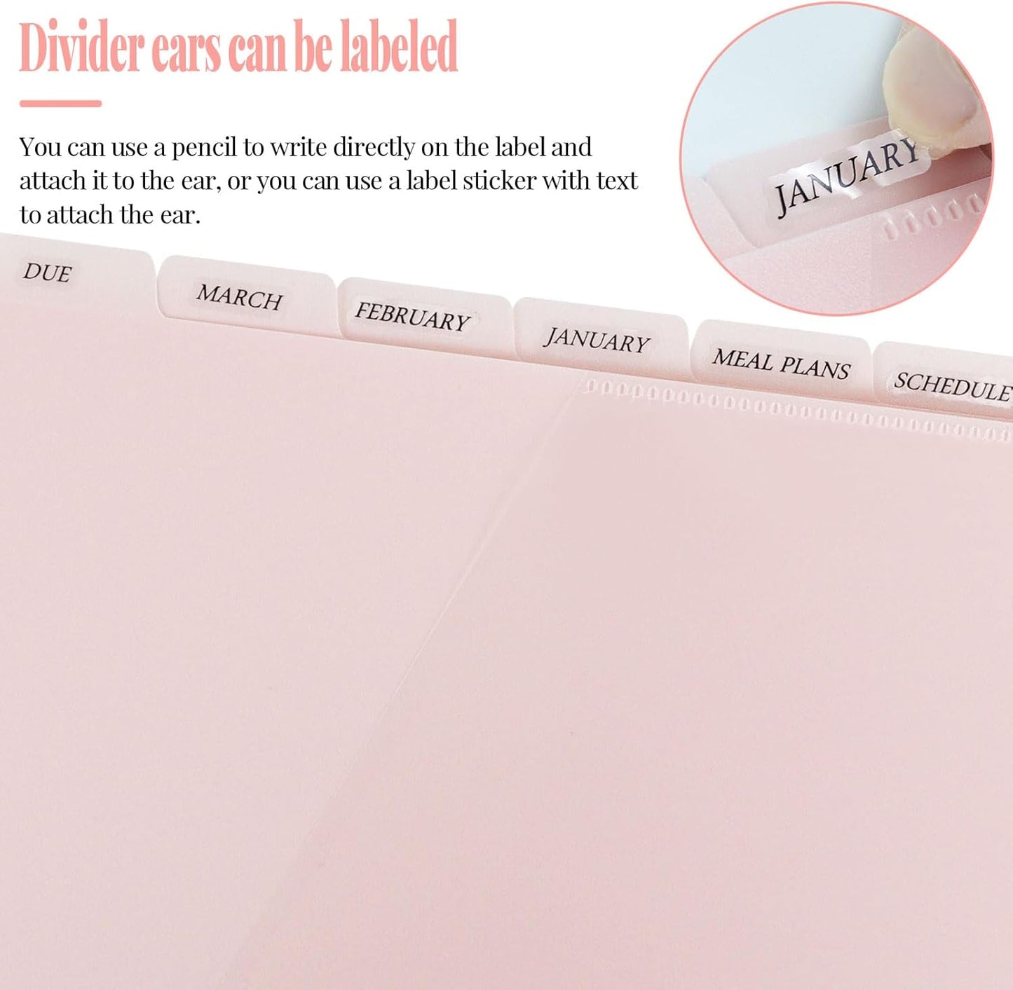 8 Tab Dividers for 3 Ring Binder with Pockets, Plastic Dividers with Clear Front Pocket, 8-tab Index Dividers with 3 Holes Punched for School & Office Supplies (Pink, 8 Tabs, 3 Sets)