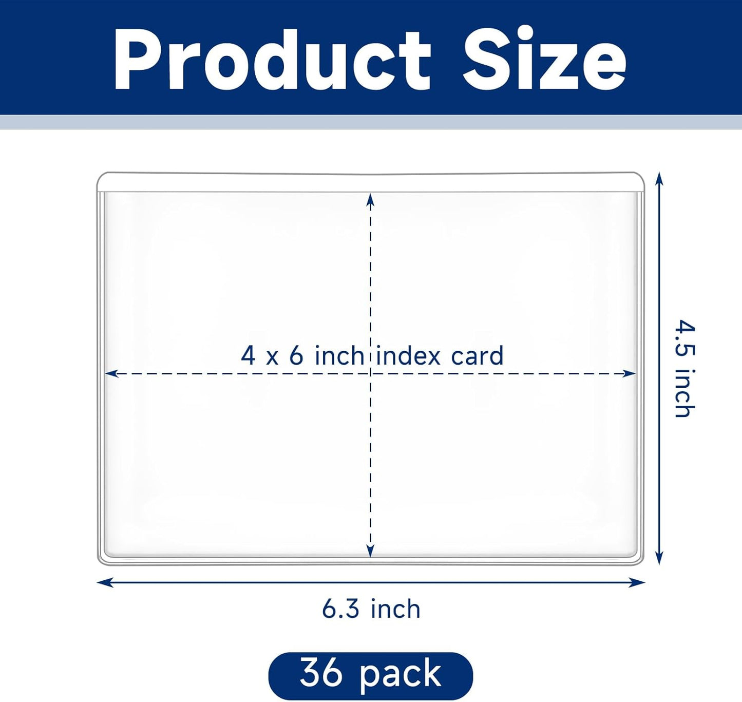 36Pcs Adhesive 4" x 6" Index Card Pockets, Clear Label Holders with Top Open for Loading, Plastic Pocket Sleeves for Organizing Storage Bins, Library Cards, Shelves