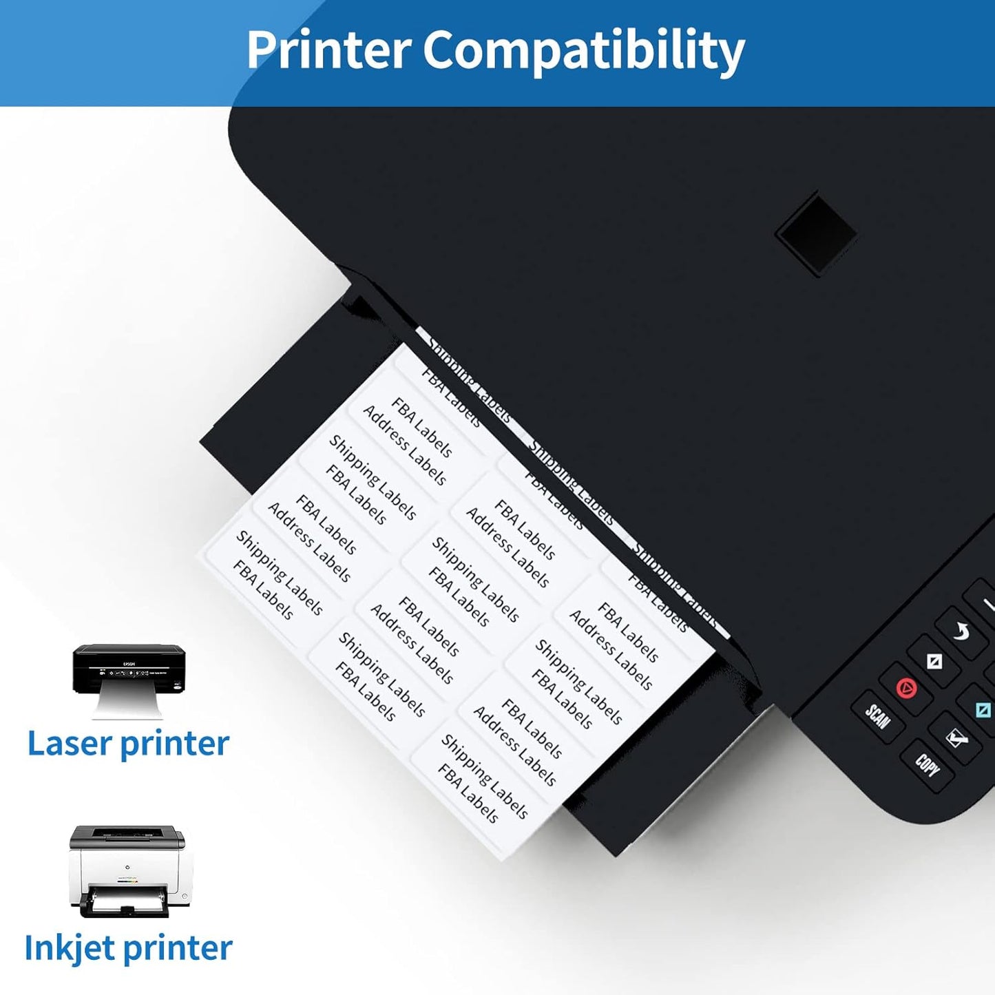 BESTEASY 30-up 2000 Sheets 1" X 2-5/8" Address Shipping Labels for Laser and Inkjet Printers, FBA Product Labels (60000 Labels)